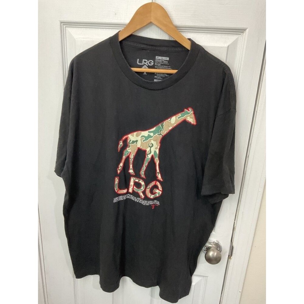 LRG Black Graphic T-Shirt with Camo Giraffe Design